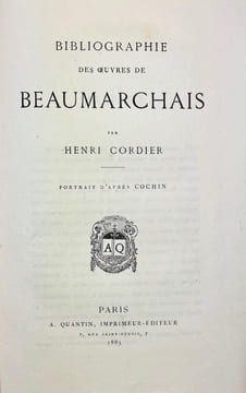 Bibliographie des oeuvres de Beaumarchais.. CORDIER (Henri).