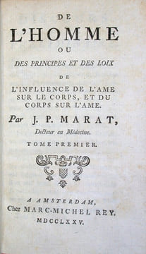 De l'Homme ou des principes et des loix de l'Influence de l'åme sur le corps, et du corps sur l'åme.. MARAT (Jean-Paul).