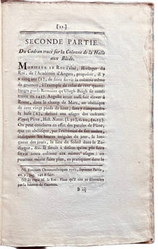Mémoire sur la Colonne de la Halle aux Bleds, et sur le cadran cylindrique que l'on construit au haut de cette colonne.. PINGRÉ (Alexandre-Guy).