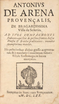 Ad suos compagnones studiantes, qui sunt de persona friantes, bassas dansas et branlos practicantes, nouvellos quamplurimos mandat.