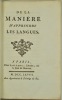 De la Manière d'apprendre les langues.. Radonvilliers (Claude-François Lizarde de).