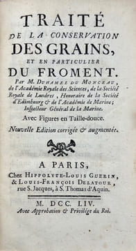 Traité de la conservation des grains, et en particulier du froment. Nouvelle édition corrigée et augmentée.. DUHAMEL DU MONCEAU (Henri-Louis).