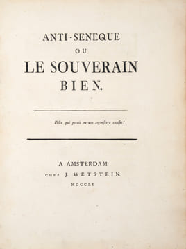 L’Anti-Sénèque ou le Souverain Bien.. [LA METTRIE (Julien Offroy de)].