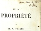 De la Propriété.. THIERS (Louis-Adolphe).