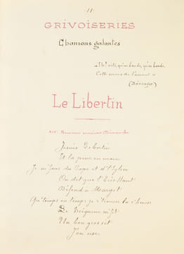 [Lice Chansonnière. Curiosa. Manuscrit]. Recueil de chansons et poésies galantes. Le Parnasse satyrique.. undefined