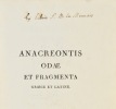  Anacreontis Odae et Fragmenta graece et latinae.. [GAIL (Jean-Baptiste)].