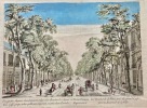 [Vue d'optique. Paris. Boulevard du Temple c. 1750]. 32e Vue d'Optique représentant les Boulvards (sic) de Paris pris du grand Caffé près le Réservoir ...