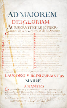 [Nantes. Graduel. Chapelle Notre-Dame-de-Bonsecours. 1696]. Graduel pour toutes les Fêtes de La Vierge ensuitte le Propre des Saincts Apostres Martyrs ...