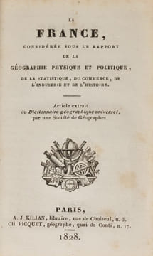 La France considérée sous le rapport de la géographie physique et politique, du commerce, de l'industrie et de l'histoire.. undefined