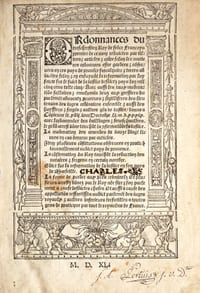 [Villers-Cotterêts. Acte royal. 1539]. Ordonnances Royaulx sur le faict de la justice & abbreviation des procès par tout le Royaulme de France, faictes par le Roy nostre sire, et publiées en la court de parlement à Paris, le sixiesme jour du moys de septembre l'an mil cinq cens XXXIX. Avec Privilège.