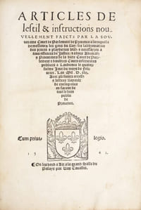 [Villers-Cotterêts. Acte royal. 1539]. Ordonnances Royaulx sur le faict de la justice & abbreviation des procès par tout le Royaulme de France, faictes par le Roy nostre sire, et publiées en la court de parlement à Paris, le sixiesme jour du moys de septembre l'an mil cinq cens XXXIX. Avec Privilège.