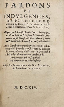[DU MOULIN (Pierre). Controverse].SUAREZ DE SAINTE-MARIE (Jacques). Torrent de feu sortant de la face de Dieu pour desseicher les eaux de Mara ...