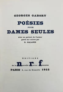 Poésies pour dames seules.