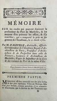 Recueil de l'Académie des Belles-Lettres, Sciences et Arts de Marseille, du 10 avril 1782.