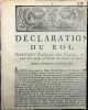 D&eacute;claration du Roy, portant &eacute;tablissement d'un vingti&egrave;me, ou pour livre en sus des droits des fermes et autres. Donn&eacute;e &agrave; Versailles le 3 f&eacute;vrier ...