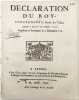 D&eacute;claration du Roy, concernant la Ferme du Tabac. Donn&eacute;e &agrave; Paris le 17 octobre 1720. Registr&eacute;e en Parlement le 2 d&eacute;cembre 1720.. 