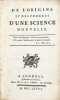 De l'origine et des progrès d'une science nouvelle.. DUPONT DE NEMOURS (Pierre-Samuel).