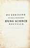 De l'origine et des progrès d'une science nouvelle.. DUPONT DE NEMOURS (Pierre-Samuel).