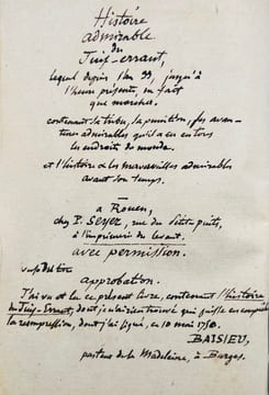 [Colportage. Montbéliard]. Histoire Admirable du Juif Errant, Lequel depuis l’an 33, jusqu’à l’heure présente, ne fait que marcher : contenant sa ...