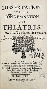 Dissertation sur la condemnation des théâtres.