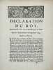 [Vins]. Declaration du Roy, concernant les vins du cru des bourgeois de Paris. Donn&eacute;e &agrave; Fontainebleau le 28 septembre 1724.. 