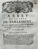 Arrêt de la cour du Parlement, portant réglement pour le corps des marchands de vins de la ville & fauxbourgs de Paris.. 