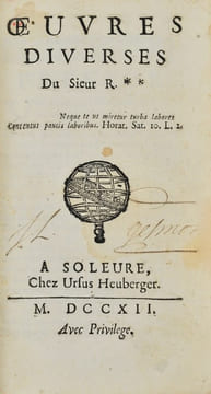 Oeuvres Diverses du Sieur Rousseau.. ROUSSEAU (Jean-Baptiste).