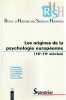 Revue d'Histoire des Sciences Humaines n° 2: Les origines de la psychologie européenne (16e-19e siècles). COLLECTIF (revue)