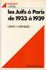 Les Juifs à Paris de 1933 à 1939,. WEINBERG David H.