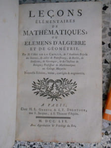 Leçons élémentaires de mathématiques ou elemens d'algebre et de Géometrie