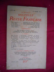 La nouvelle Nouvelle Revue Francaise - 1ere annee n° 6