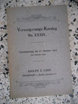 Versteigerungs-Katalog n.XXXIV - Versteigerung am 27 oktober 1913 . Adolph E. Cahn