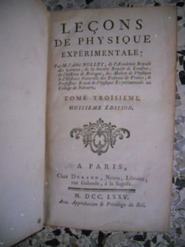 Lecons de physique experimentale - Tome troisieme - Huitieme edition . Abbe Jean Antoine Nollet