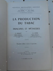 La production du tabac - Principes et methodes