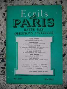 Ecrits de Paris - Revue des questions actuelles - N. 204 - Mai 1962     