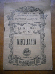 Catalogue de vente numero 42 de la librairie de Riccardo Gagliari a Come 