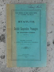 Statuts de la "Societe cooperative fromagere" de Graffigny-Chemin (Haute-Marne)