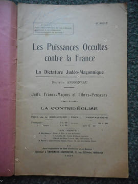 Les puissances occultes contre la France - La dictature judeo-maconnique - Juifs, francs-macons et libres-penseurs - La contre-eglise . Abbe Gratry / ...