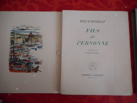 Fils de personne - Illustre par Jacques Grange . MONTHERLANT Henry de / Jacques Grange