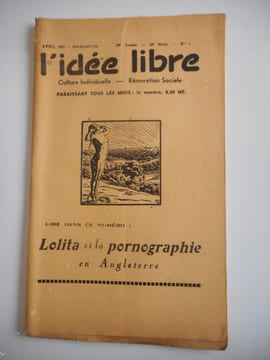 "L'idee libre" - n°4 de fevrier 1960 - "Lolita" et la pornographie en Angleterre . Collectif - LORULOT Andre