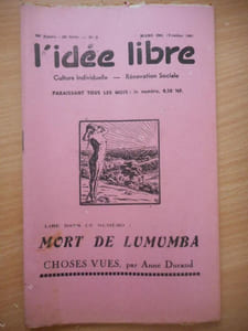"L'idee libre" - n°3 - mars 1961 - Mort de Lumumba - Choses vues par Anne Durand