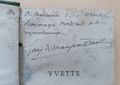 Yvette. [Envoi autographe sign&eacute; d.... Maupassant, Guy de