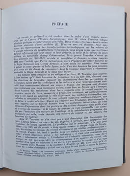 L’évolution du travail ouvrier aux usines Renault . Touraine, Alain