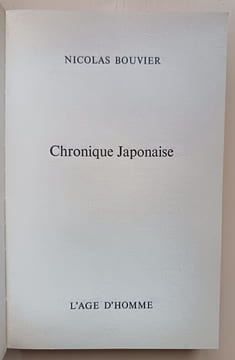 Chronique japonaise. Bouvier, Nicolas