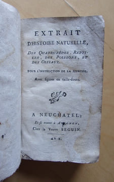 Extrait d'histoire naturelle, des quadrupèdes, reptiles, des poissons, et des oiseaux. Pour l'instruction de la jeunesse.. Buffon