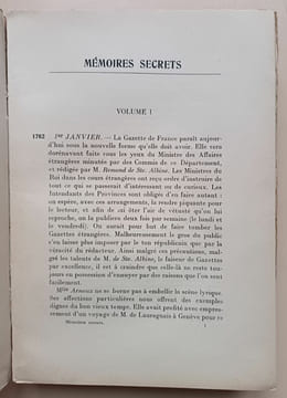 Mémoires secrets pour servir à l'histoire des lettres en France. De Bachaumont