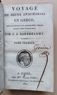 Voyage du jeune Anacharsis en Grèce vers le milieu du quatrième siècle avant l'ère vulgaire.