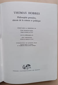 Thomas Hobbes : Philosophie première, théorie de la science et politique.