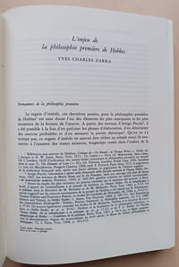 Thomas Hobbes : Philosophie première, théorie de la science et politique.