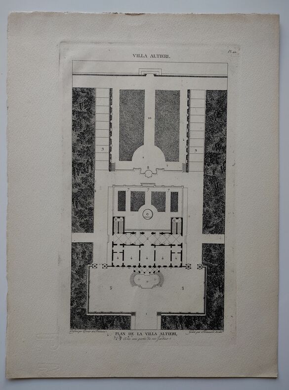 Plan du casino Colonna, à Marino. (1)
Plan de la Villa Altieri. (2)
Vue générale du Palais de Caprarola. (3)
Vue générale du petit casin de ...